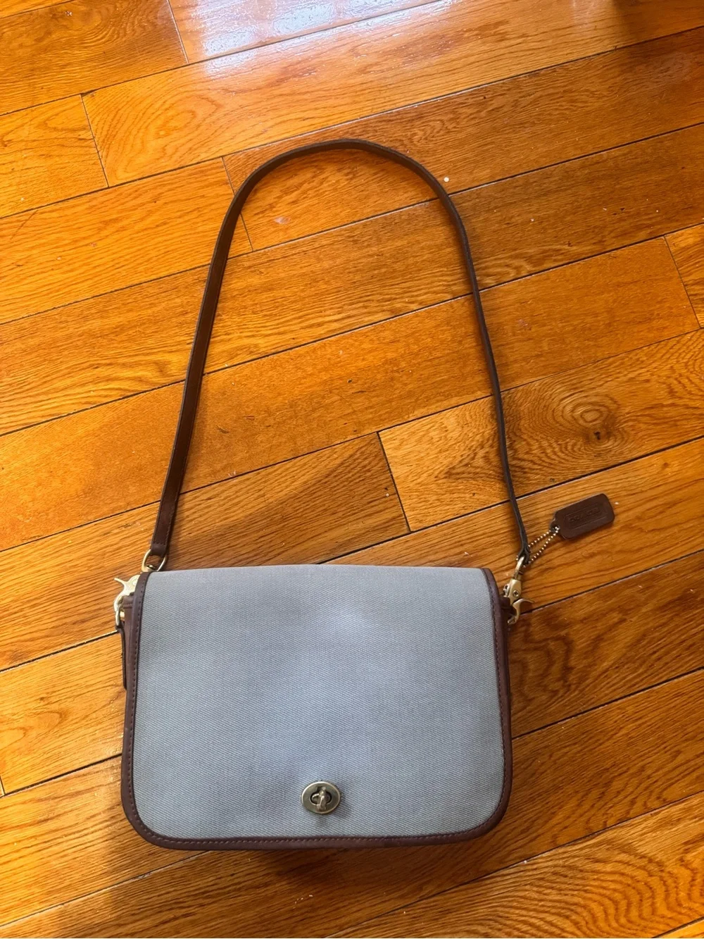 Vintage Coach Cotton Twill NYC made crossbody style 9635 Rare - Picture 2 of 16